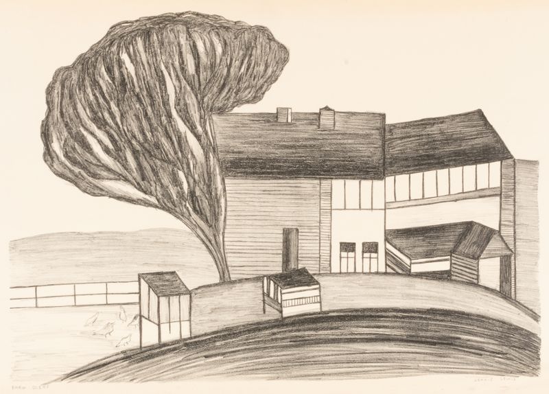 Paisaje impresionista que representa una escena de granja de Jennie Lewis