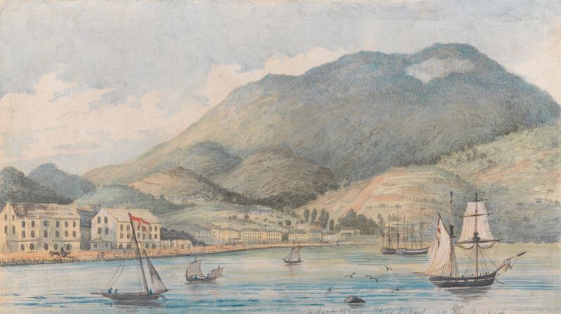 A View of Hobart, Tasmania by Lt. Gen. Charles Emilius Gold, medium unknown
