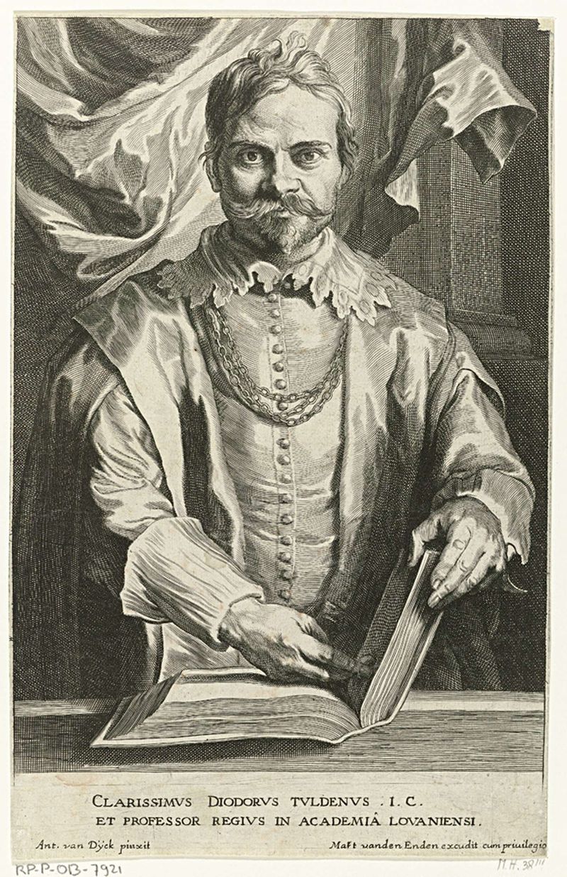 Gravura de Theodore van Tulden por Pieter de Jode, destacando a técnica de chiaroscuro