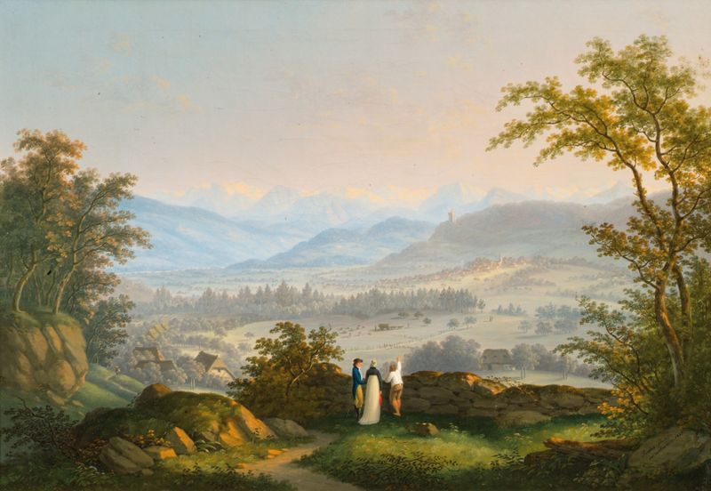Landscape with ruins and foliage, oil painting by Johann Caspar Rahn, 1803