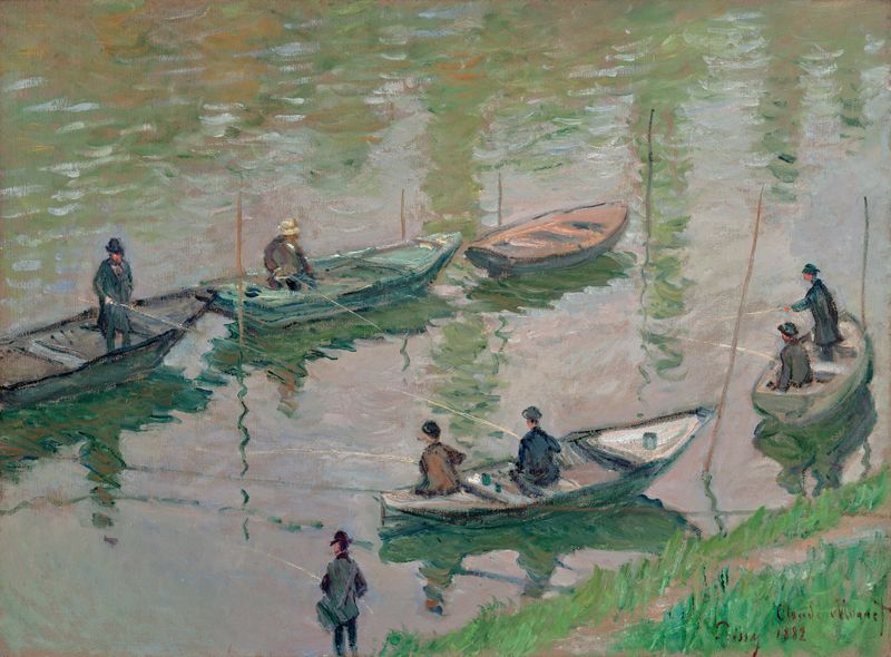 Pescador no Sena perto de Poissy, óleo sobre tela de Claude Monet