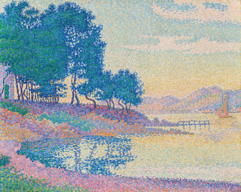 Escena marina con mar y cielo de Paul Signac, pintura al óleo