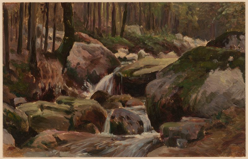 Mountain Stream with Boulders by Theodor Blache, impressionism, depicts a clear stream and boulders