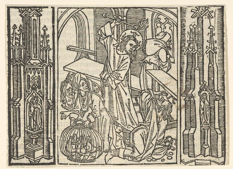 Christus verdrijft de geldwisselaars uit de tempel, paper by Master of Delft