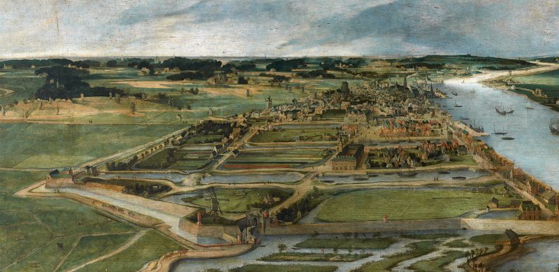De Antwerpse polder en de Palinghuizen buiten de Slijk- of Lillopoort, oil on panel by Abel Grimmer