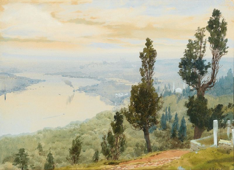 Landscape of Istanbul from Eyüp Cemetery, oil painting by Albert Nikolaevich Benois