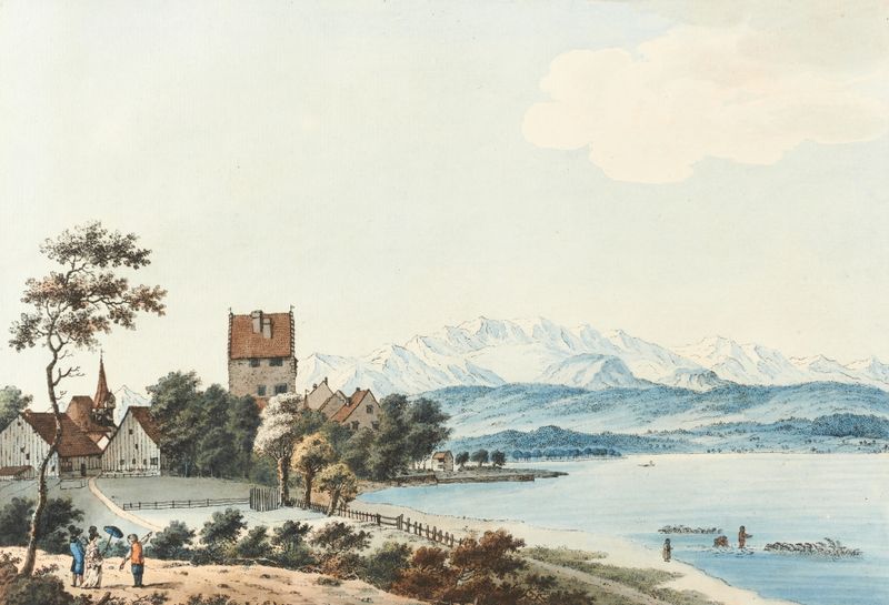 Landscape of Greifensee by Johann Heinrich Bleuler, oil on canvas
