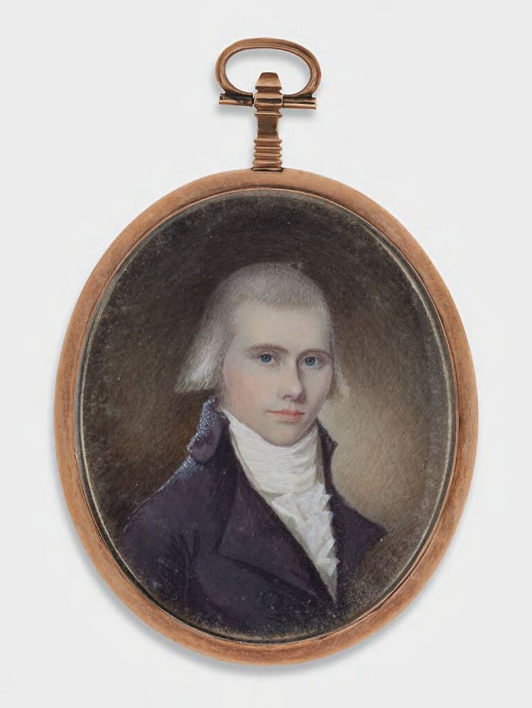 Retrato de Benjamin Moody, esculpido em marfim por um artista não identificado.