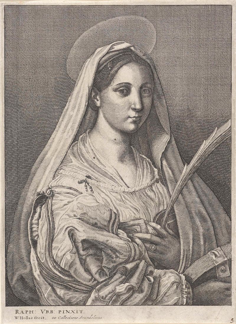 Retrato de una mujer en grabado de Wenceslaus Hollar
