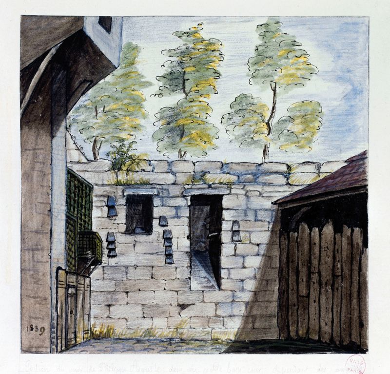 Mur d’enceinte de Philippe Auguste de Alfred Bonnardot, pintura a óleo que retrata antigas paredes de pedra.
