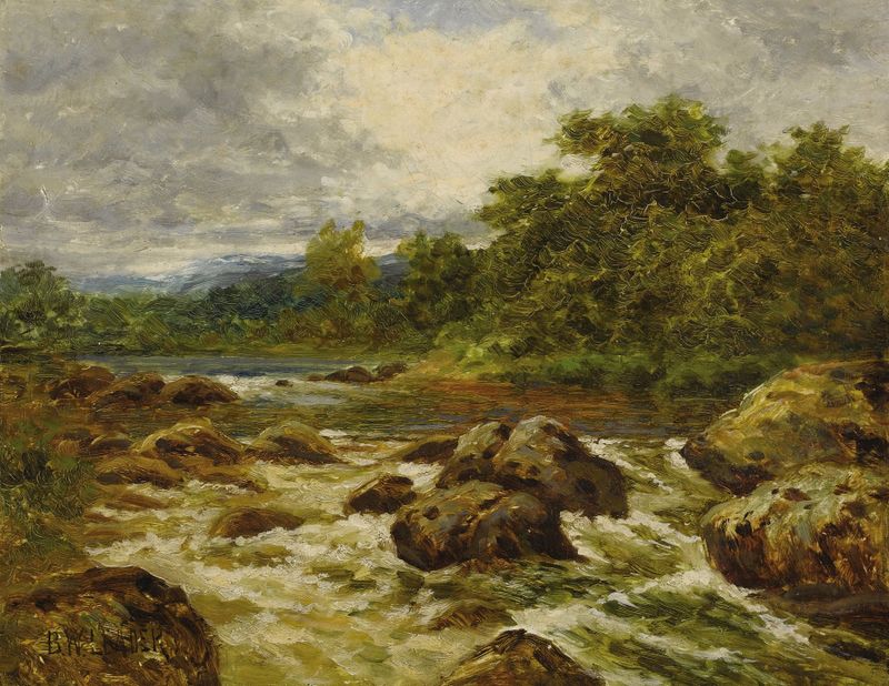 A View on the Lamar by Benjamin Williams Leader, oil painting of a serene river landscape.