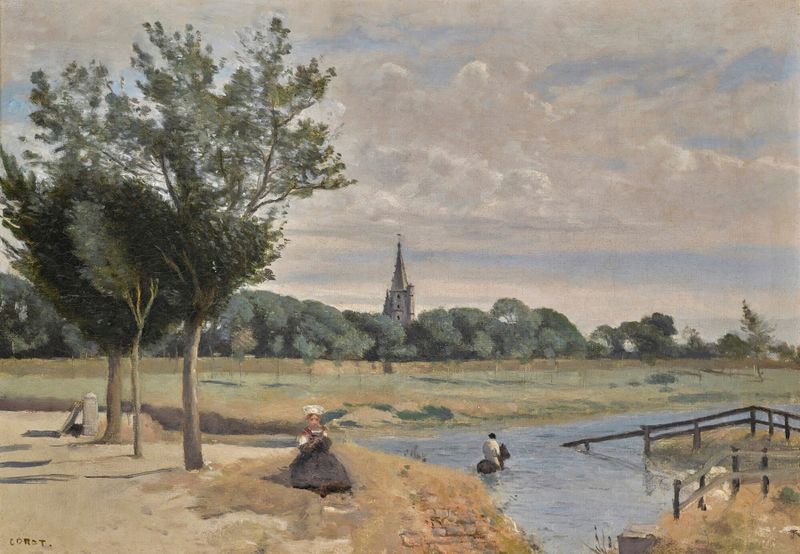 Paisaje de La Rochelle por Jean-Baptiste-Camille Corot, pintura al óleo