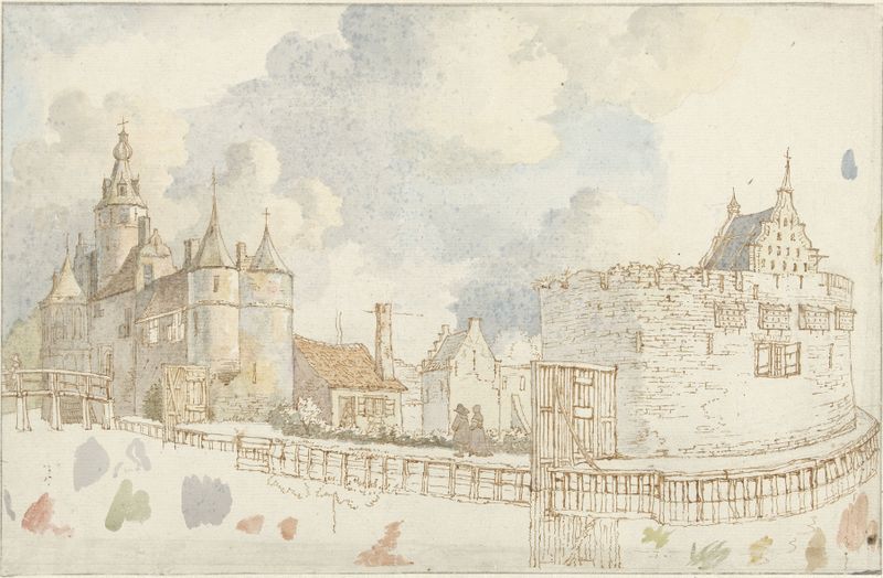 Kasteel Marquette de Jan Hulswit, pintura a óleo que retrata um castelo em uma paisagem com luz e natureza.