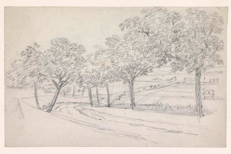 Landscape with a winding path through hills, paper by Georges Michel