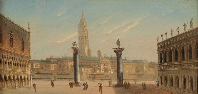 St Mark’s Square in Venice, oil painting by August Von Siegen