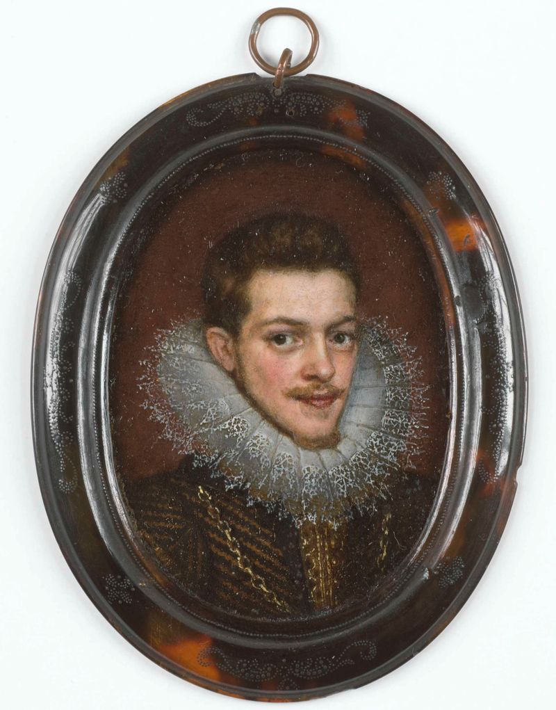 Retrato de um homem de um artista desconhecido, meio metal, c. 1610