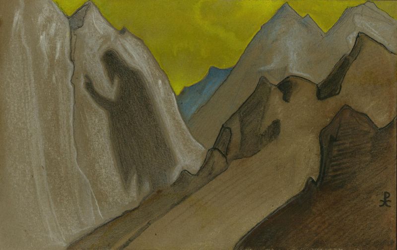 Paisagem com uma montanha e céu luminoso, de Nicholas Roerich, meio desconhecido