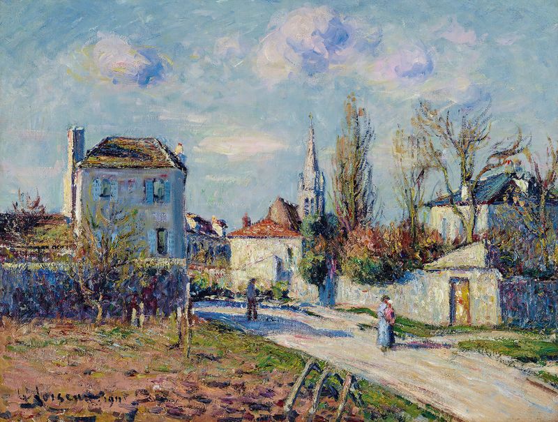 Paisaje de Le village de Mareil de Gustave Loiseau, pintura al óleo