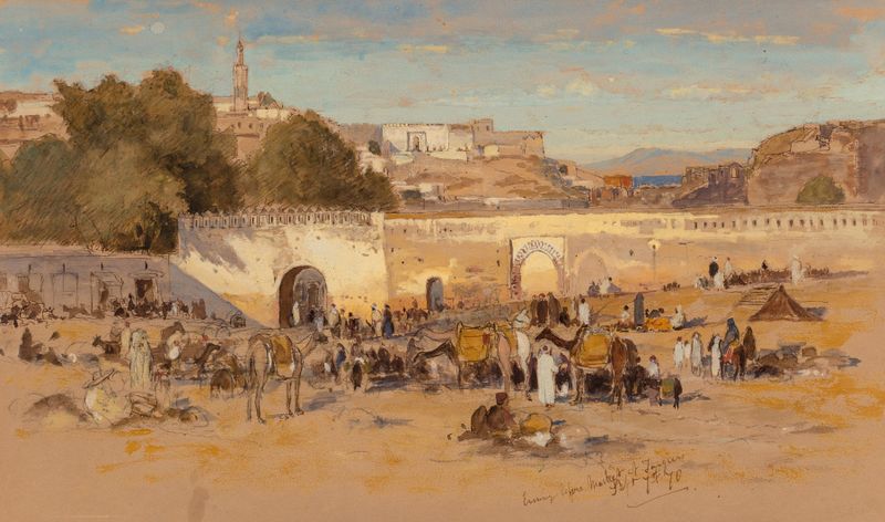 Evening Before Market at Tangiers, oil on canvas by Samuel Colman