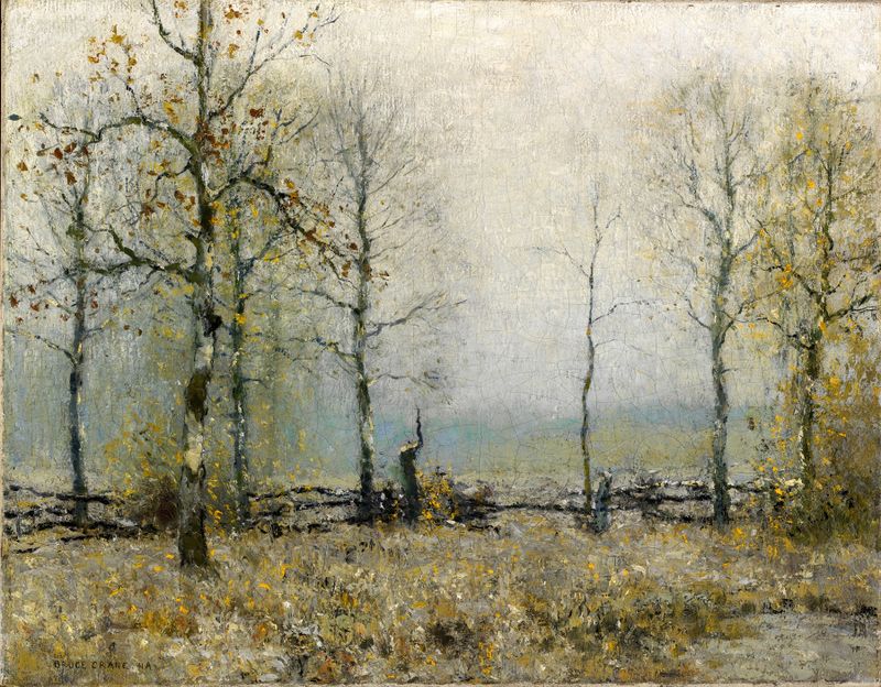 Landscape of autumn foliage by Bruce Crane, oil painting