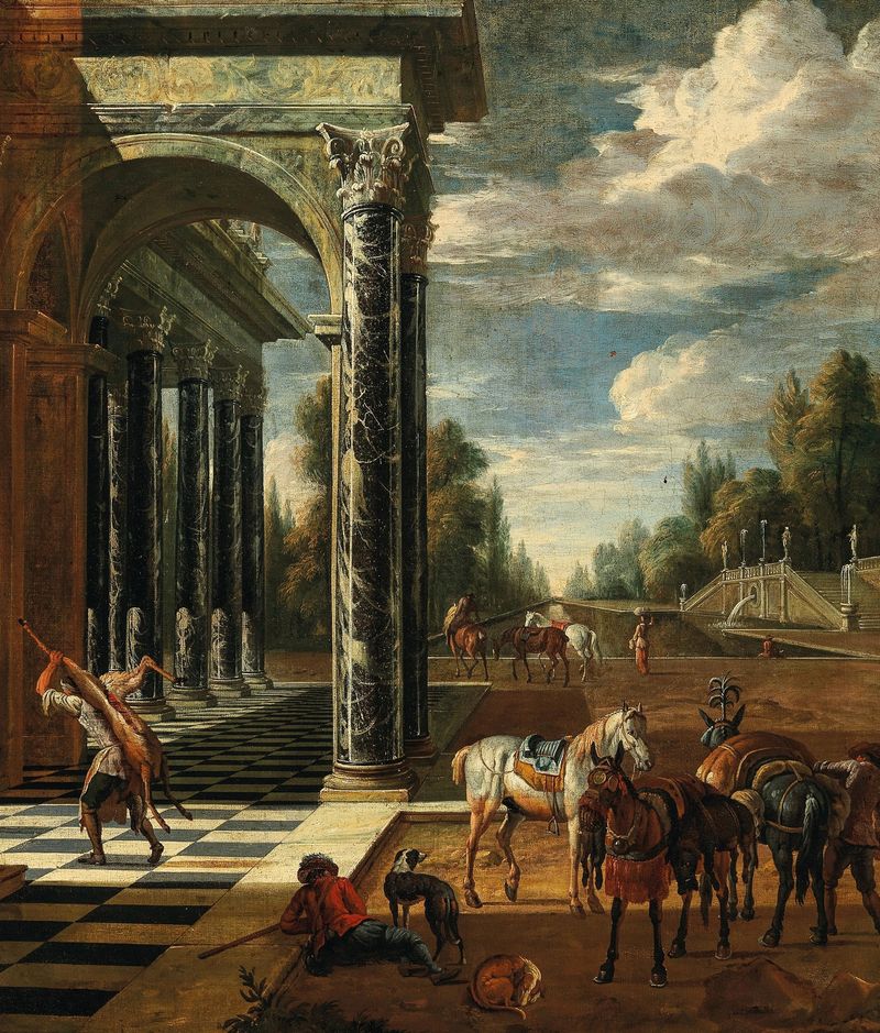 Figurative oil painting by Jacob Ferdinand Saeys depicting a proud hunter in nature