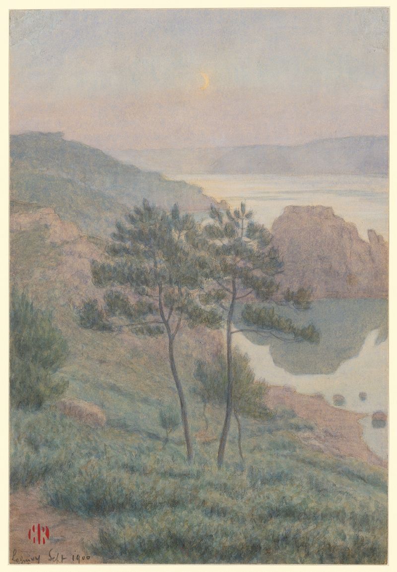 Landscape with mist and fog, oil painting by Henri Rivière