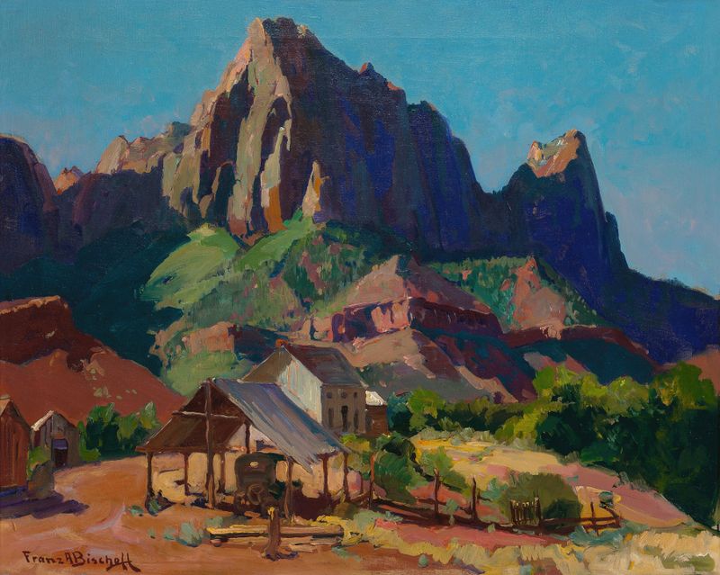 Landscape of Zion National Park, oil painting by Franz Bischoff