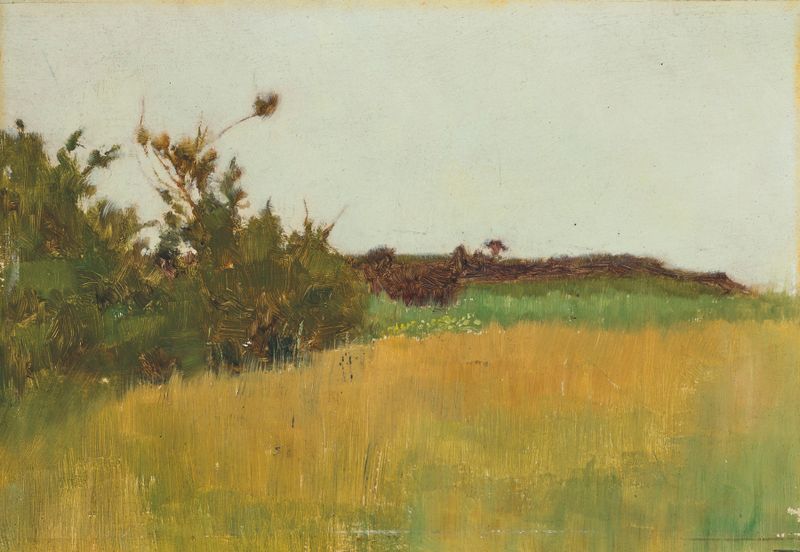 Impressionist landscape of a sunlit meadow by William Padgett