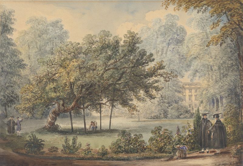 Genre scene depicting children playing under a mulberry tree, oil painting by Richard Banks Harraden
