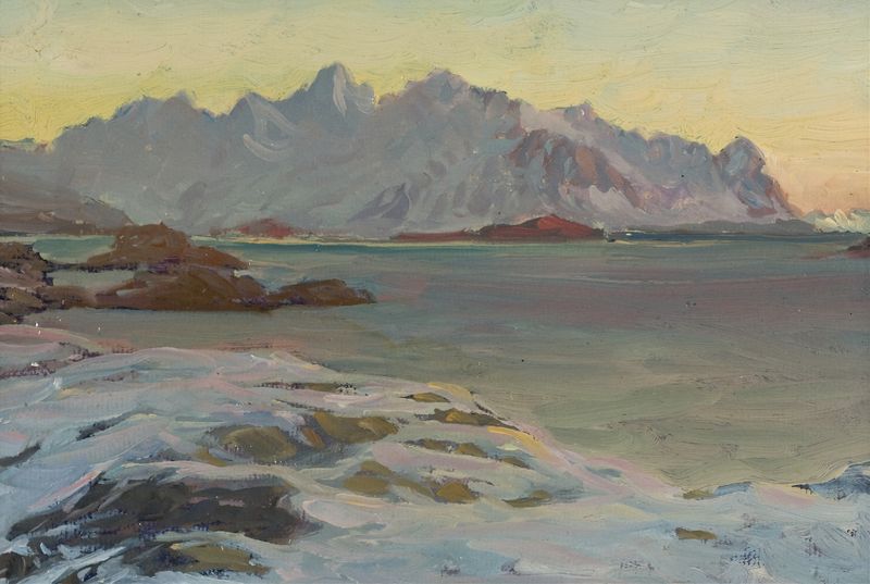 Mountain landscape in oil on canvas by Anna Boberg