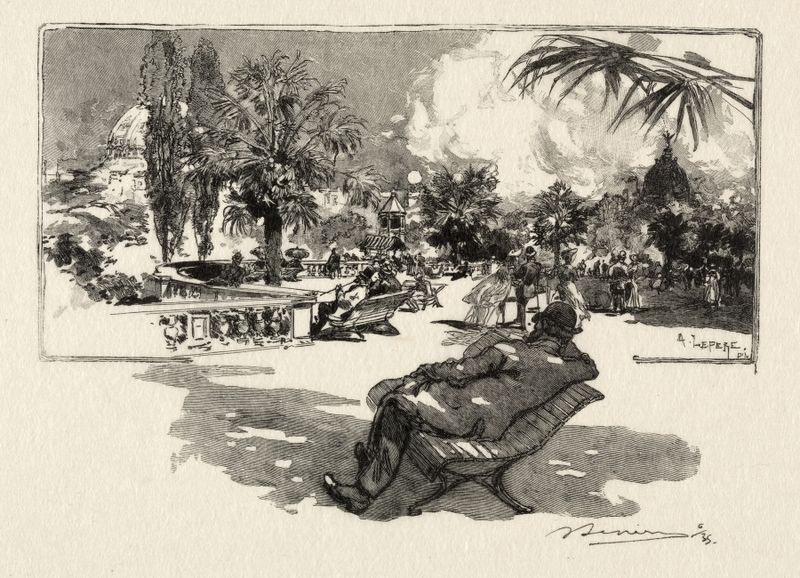 La Terrasse des Arts Libéraux de Auguste Louis Lepère, impressionismo, cena de gênero