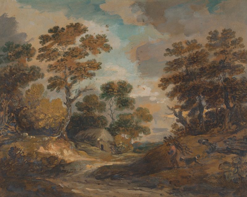 Landscape depicting a man carrying faggots, oil painting by Gainsborough Dupont