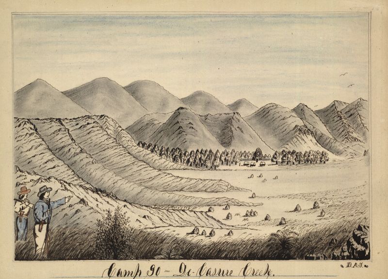 Landscape of Camp 90, De Casure Creek by Daniel A. Jenks, oil on canvas