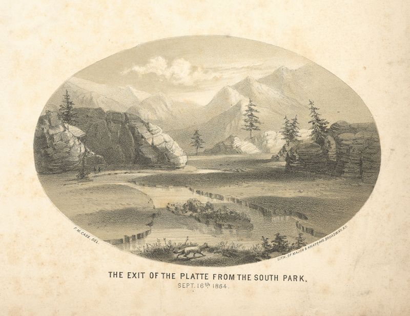 Landscape depicting a river and mountains, oil painting by Joseph F. Knapp