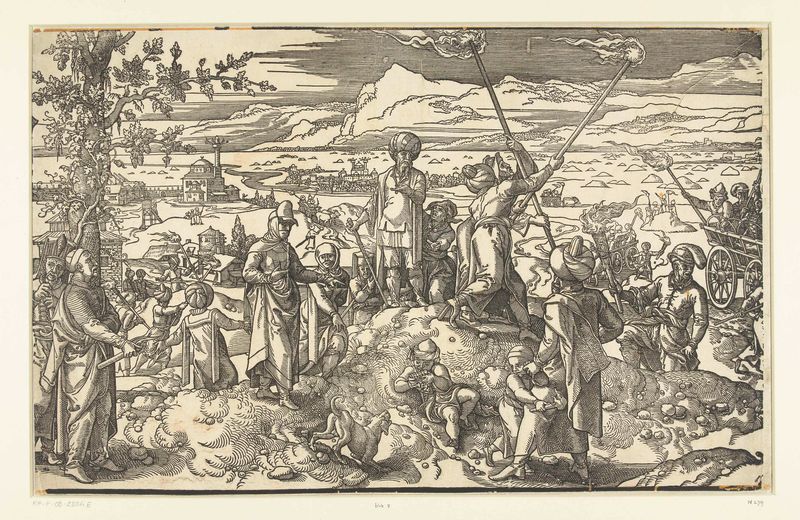 Feest van de nieuwe maan by Pieter Coecke van Aelst, paper medium, depicting a lively celebration with dancing figures.