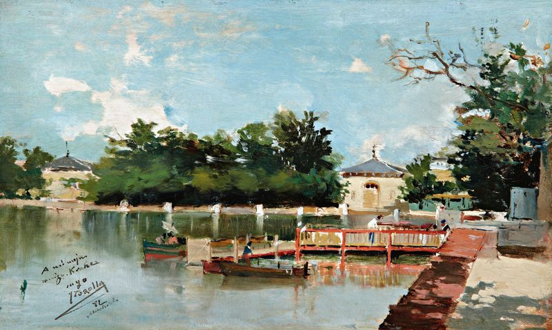 Vista Del Embarcadero Del Parque Del Retiro, óleo sobre lienzo de Joaquín Sorolla