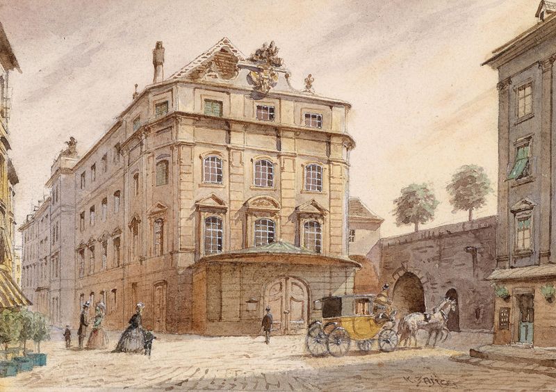 Kärtnertortheater de Karl Wenzel Zajicek, arquitectura en tonos cálidos