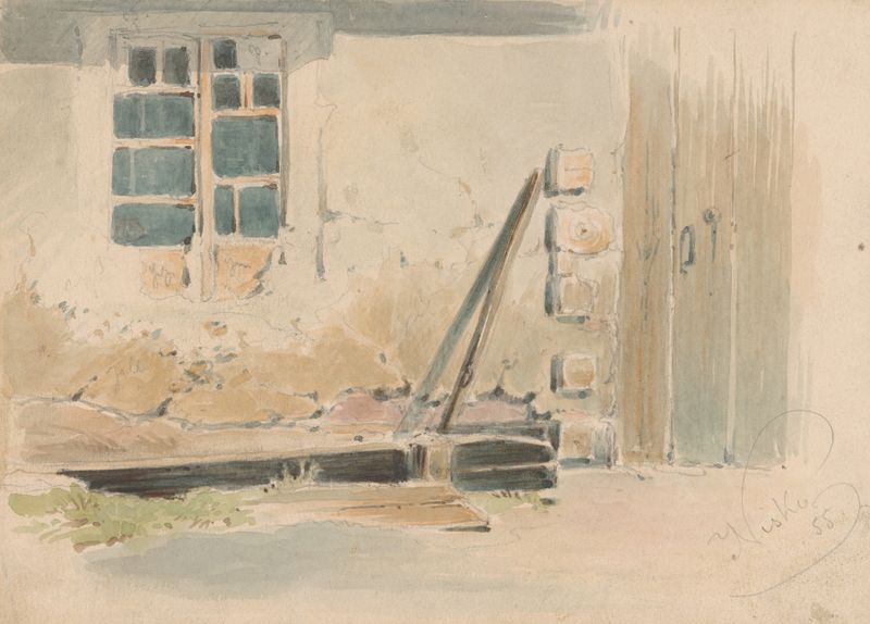 Interior scene depicting a figure on the porch, oil painting by Friedrich Carl von Scheidlin