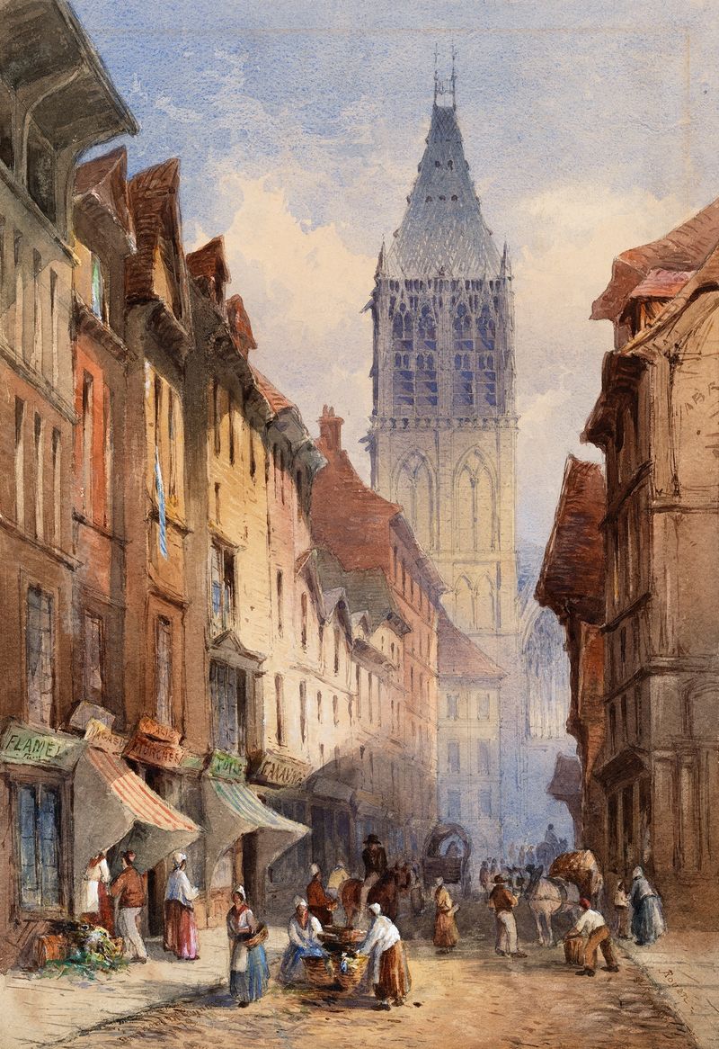 La Torre de la Iglesia de St Romain en Ruan, óleo sobre lienzo de William Bingham McGuinness