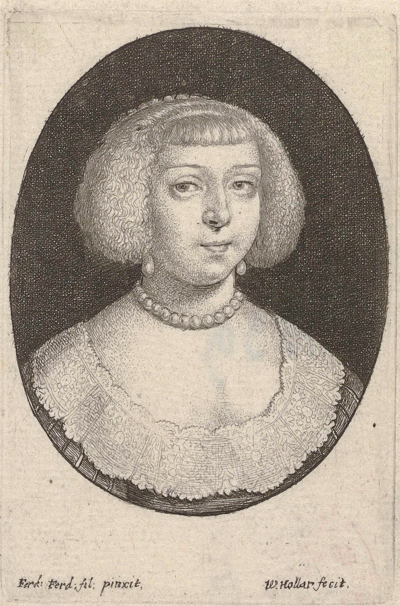 Grabado de Wenceslaus Hollar que representa a una mujer iluminada por luz suave