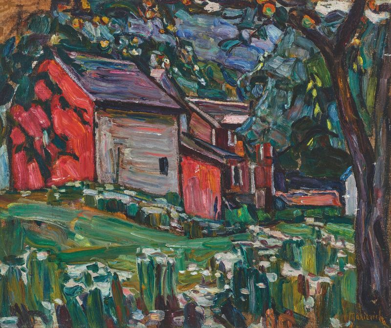 Country house landscape by Abraham Manievich, 1916, depicting serene nature.