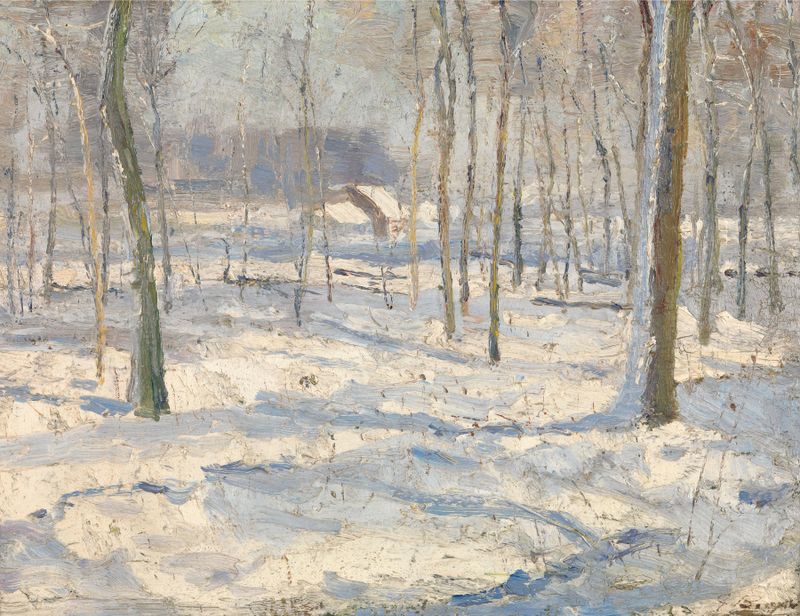 Winter Landscape watercolor on paper by Georges Léon Ernest Buysse