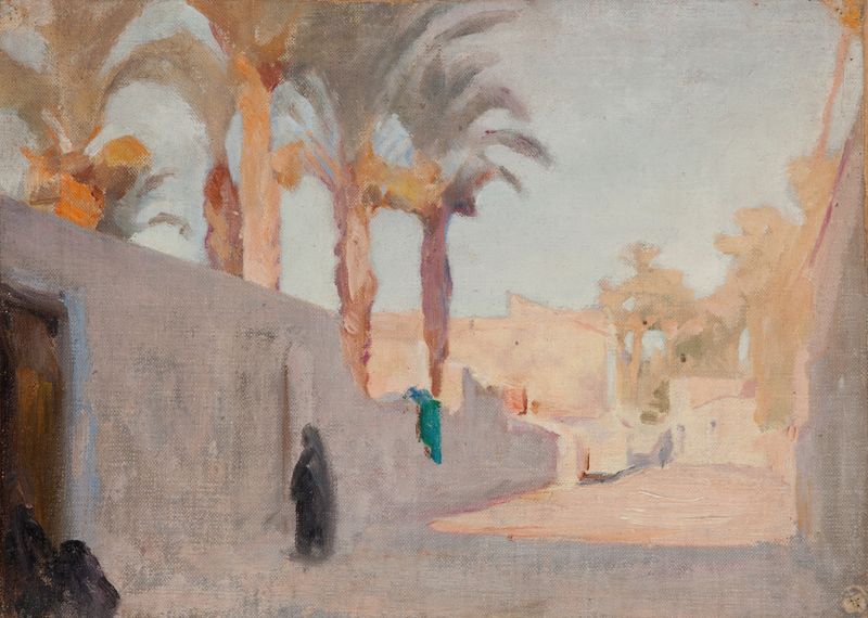 Paisaje de España (Elche) de Jan Ciągliński, óleo sobre lienzo