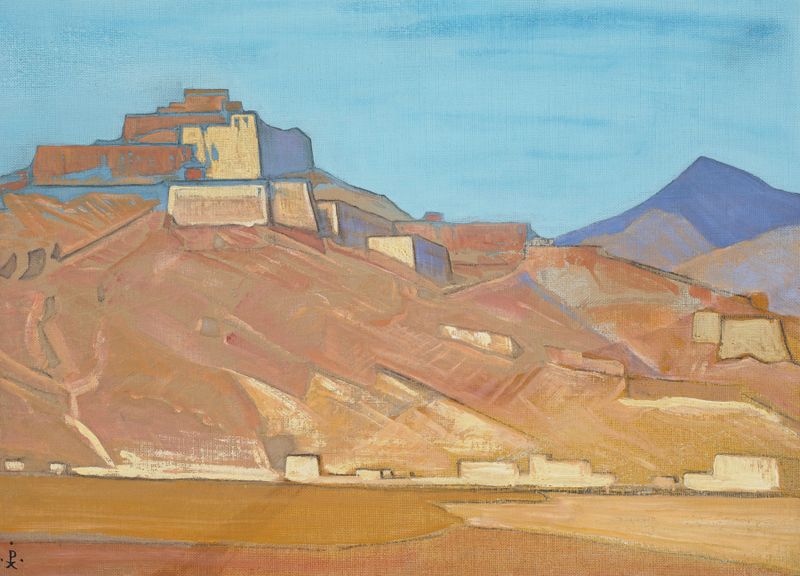 Sanctuaries and Citadels by Nicholas Roerich, oil on canvas depicting mountains and valleys.