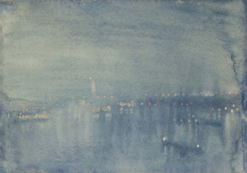 Evening in Fairy Land de Joseph Pennell, retratando uma paisagem com nuvens em espiral, pintura a óleo.