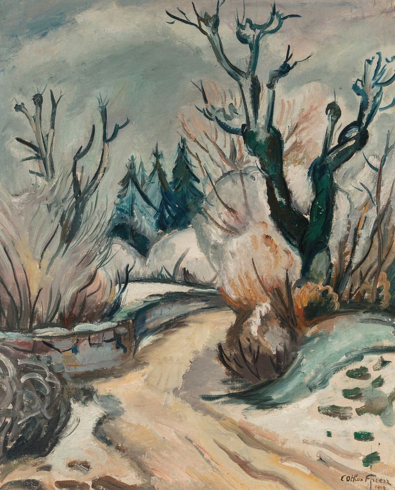 Winter landscape with snow and bare trees by Emile Othon Friesz, oil painting