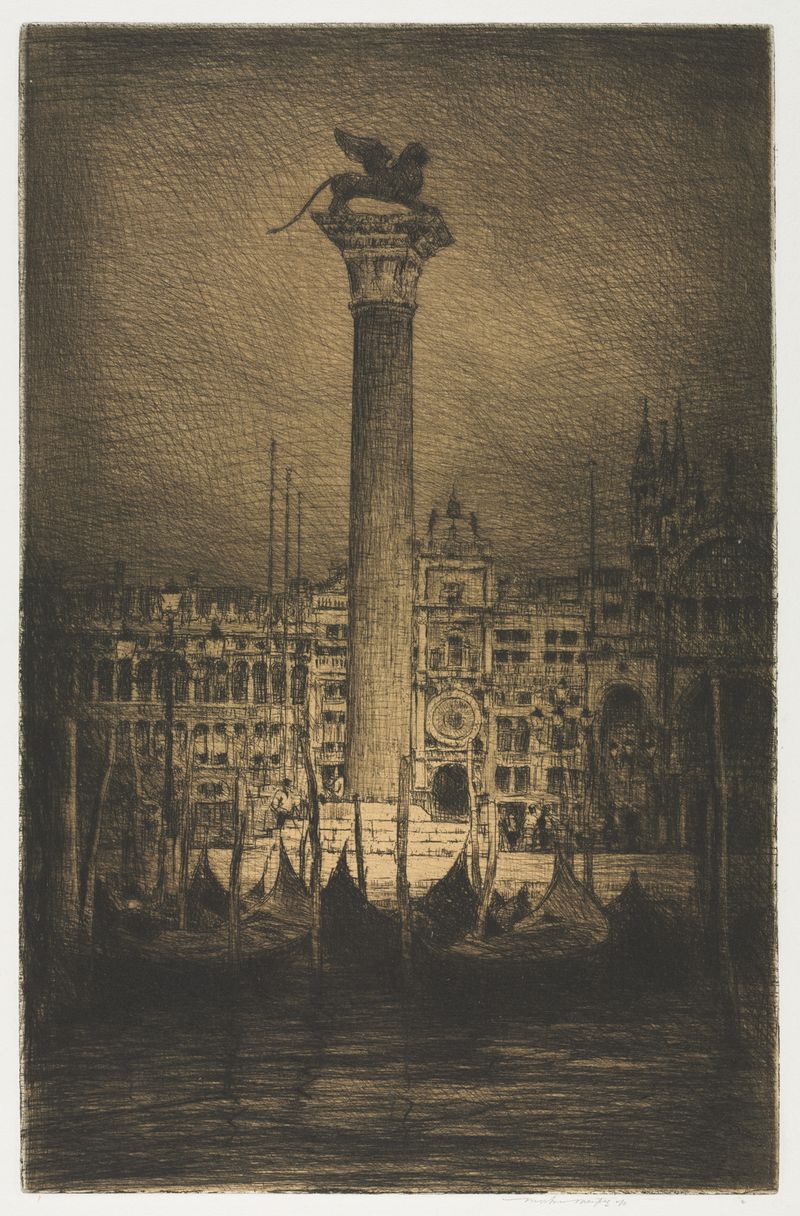 St. Mark’s Piazza by Mortimer Menpes, impressionism, depicting St. Mark's Basilica under soft Venetian light