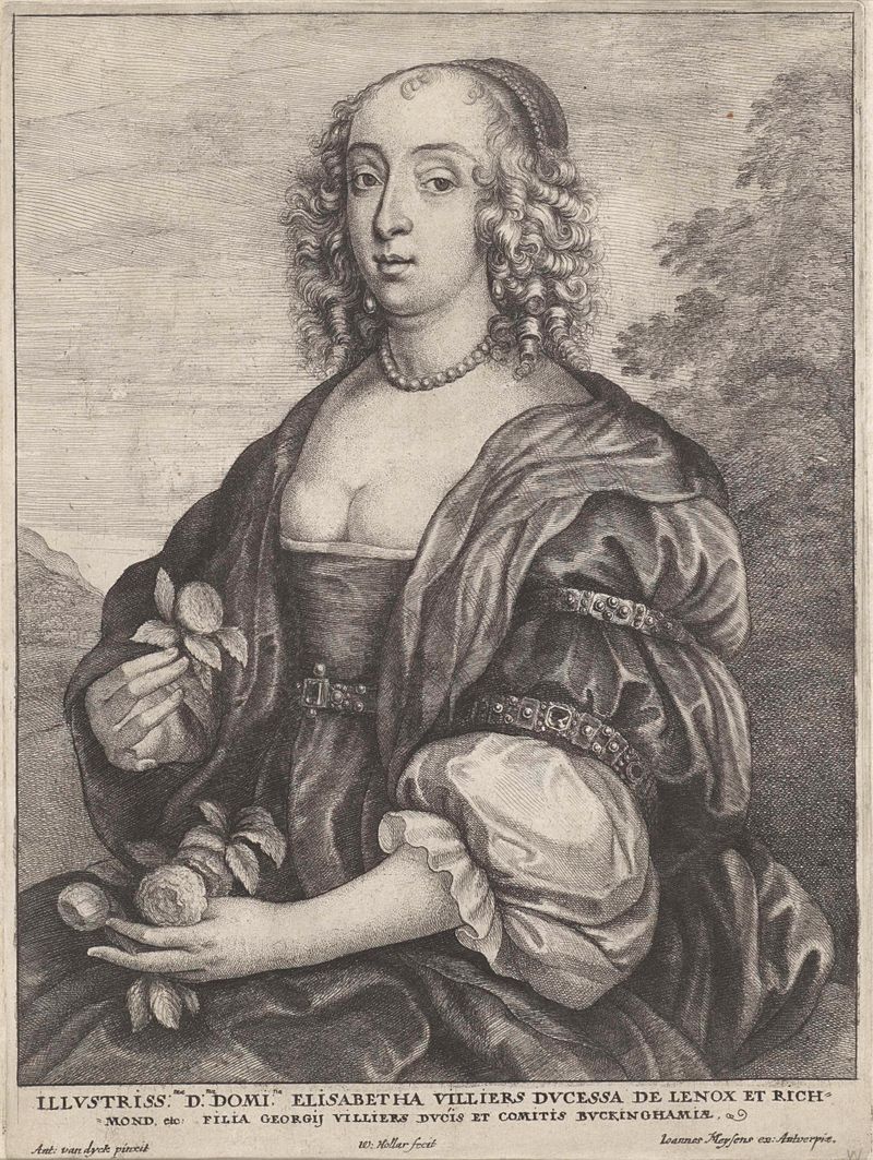 Retrato de Mary Villiers, duquesa de Richmond y Lennox, grabado de Wenceslaus Hollar