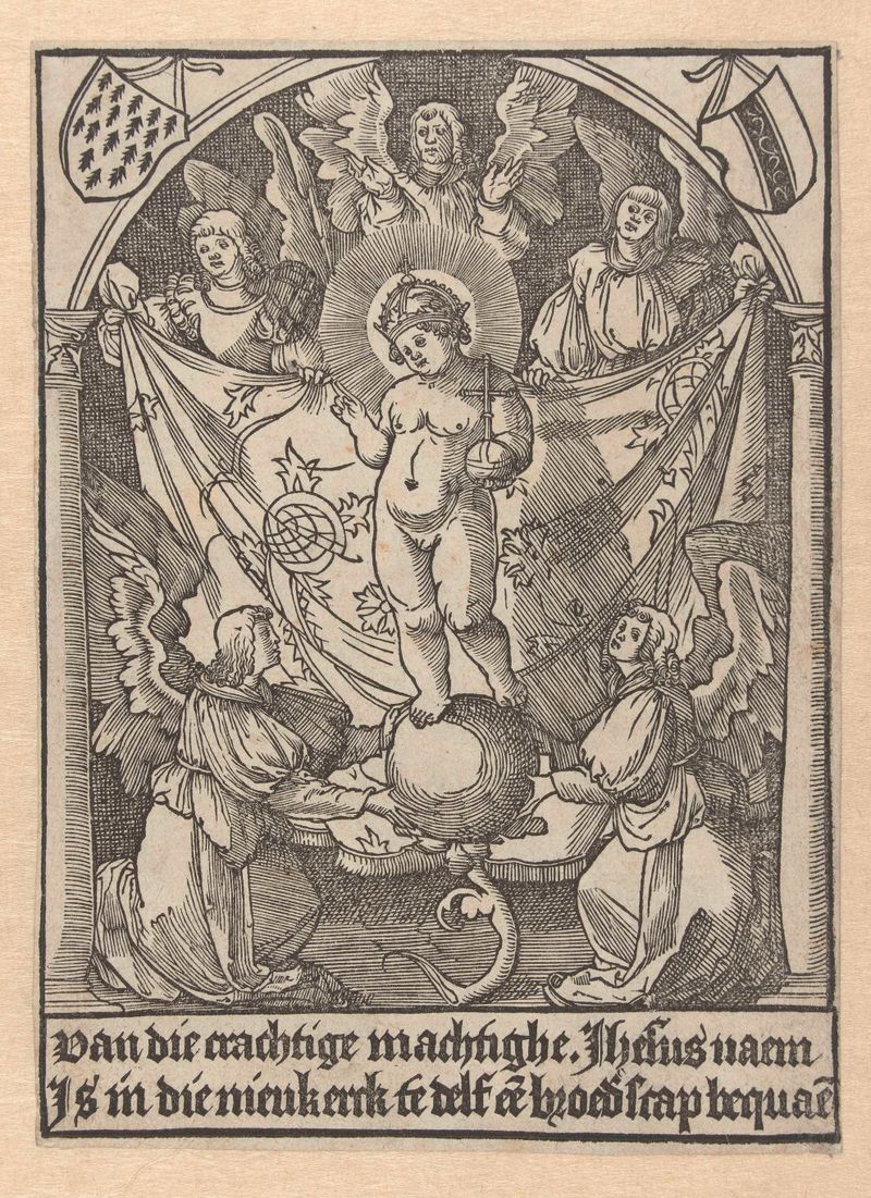 Cena religiosa que retrata Jesus com acentos dourados, de Jacob Cornelisz van Oostsanen, papel