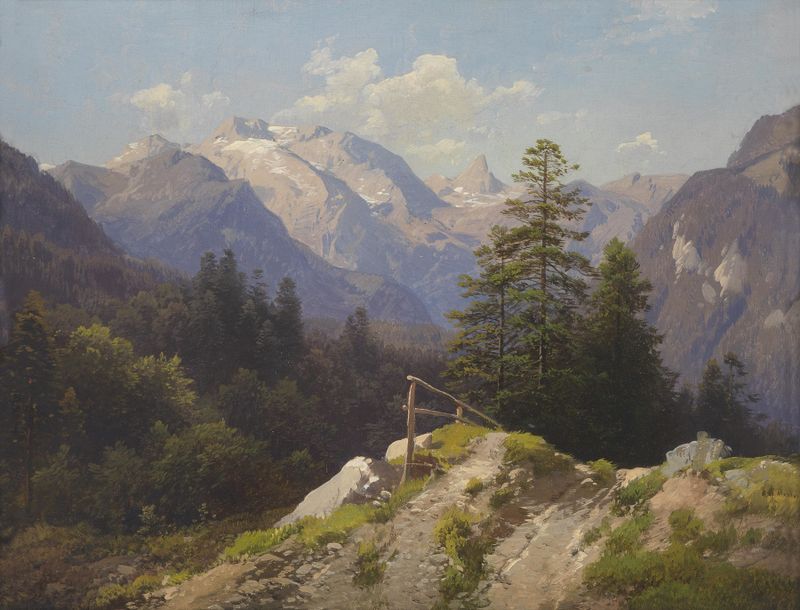 Landscape depicting mountains and clouds by Adalbert Waagen, medium unknown